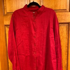 Flax red linen jacket longer length